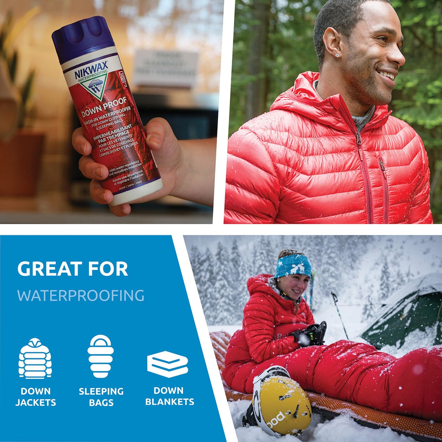 Nikwax Down Proof Wash-In Waterproofing Restores DWR Water Repellency to Down Filled Jackets, Outerwear, Vests, Sleeping Bags, Quilts, and Bedding, Revitalizes and Protects Insulation and Loft