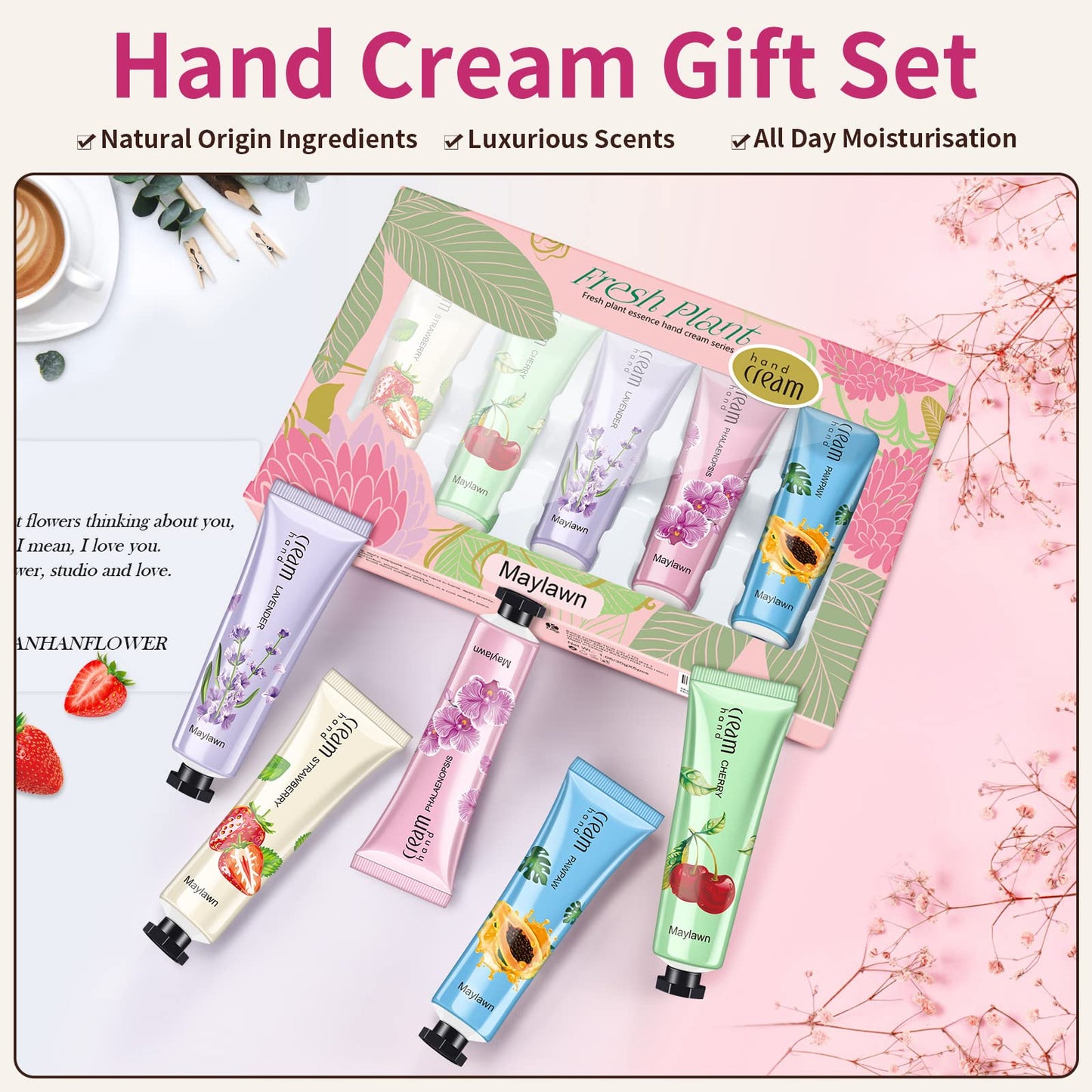 Maylawn Hand Cream, 5 x 30ml, Hand Cream Gift Sets, Vegan Friendly and Cruelty Free, Perfect for Birthday Mothers day Gifts idea For Her/Him