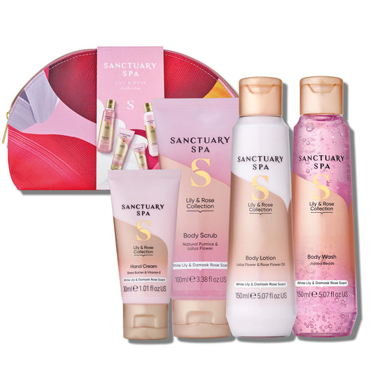 Sanctuary Spa Lily and Rose Collection Gift Set, Vegan, for Women, Birthday, Body and Bath Set