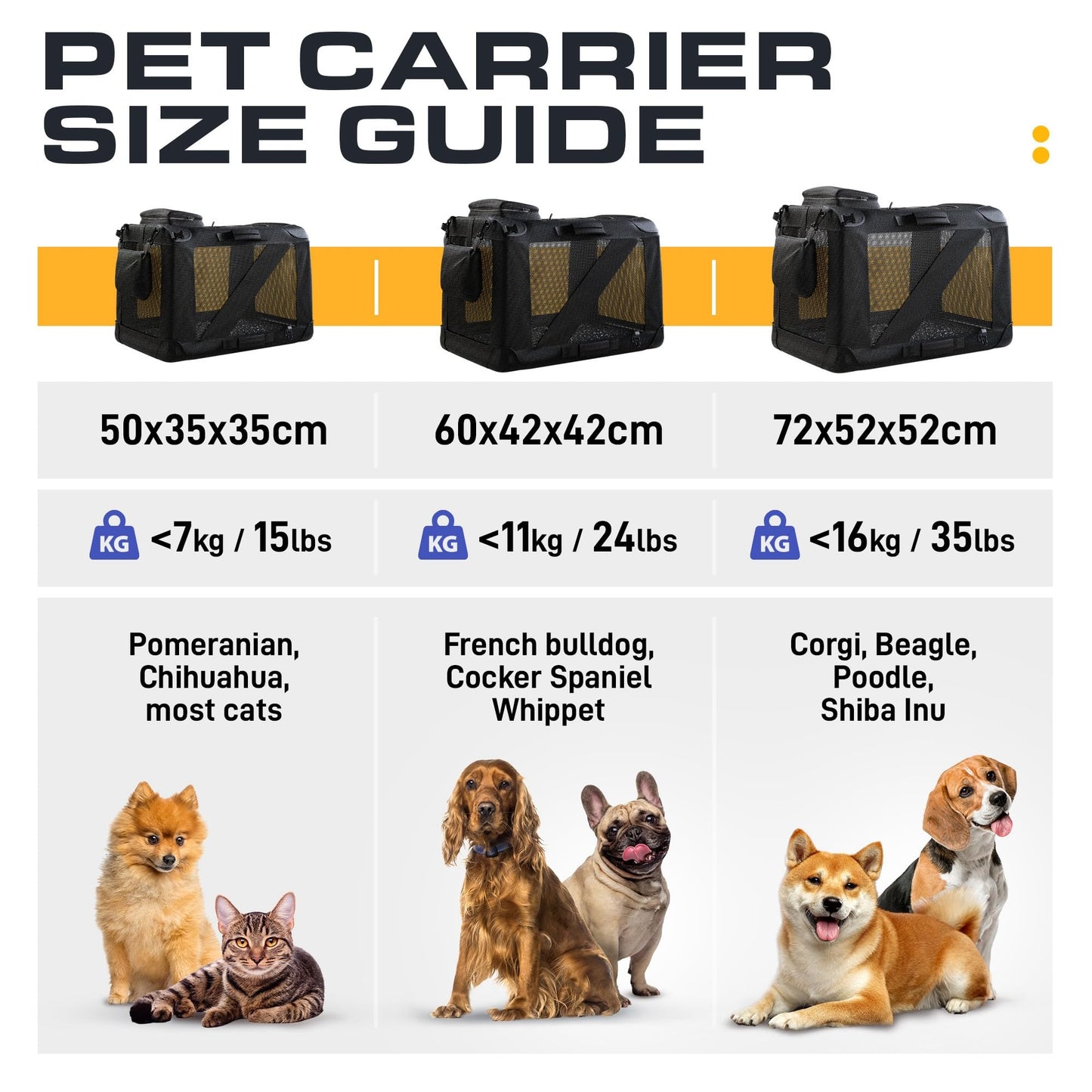 PETPROVED Dog Travel Crate Dog Carrier Cat Carrier Large Pet Carrier for Medium Dogs Puppy Carrier Soft Fabric Dog Car Crate Collapsible for Car