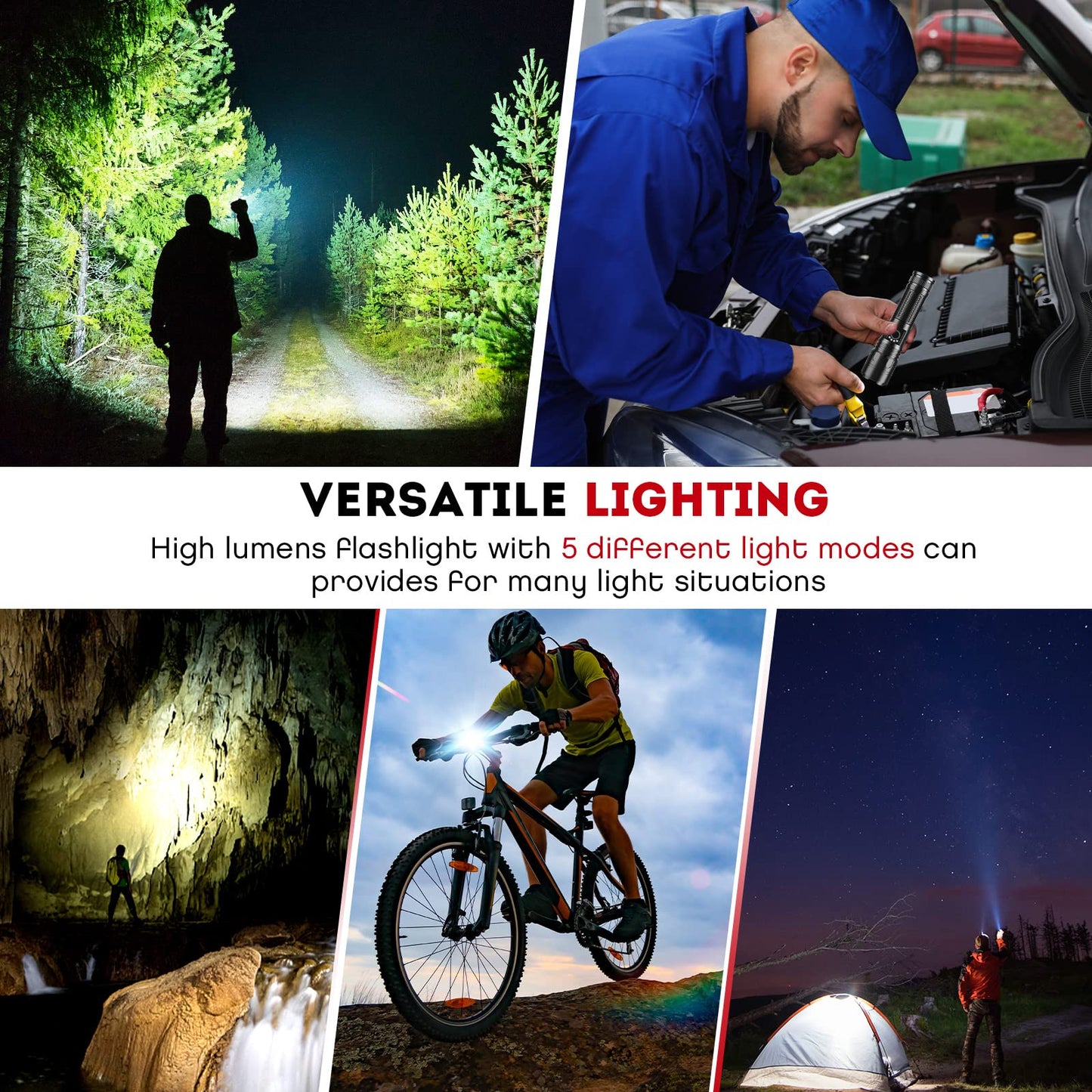 Torches LED Super Bright, Rechargeable P70 450000 Lumens Powerful Military Tactical Flashlight Rechargeable Battery Torch for Dog Walking Hiking