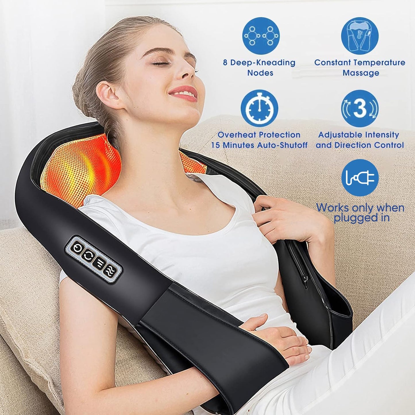 AERLANG Neck Massager,Shiatsu Neck and Back Massager with Heat, Deep Kneading Shoulder Massager, Waist Massage Pillow for Home and Office Use,Fathers Day Gift Ideas Fathers Day Dad Gifts(NOT Cordless)
