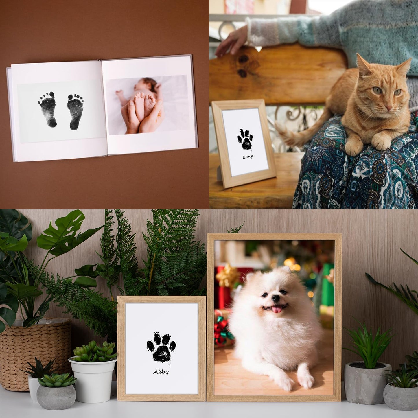 Nabance Baby Handprint and Footprint Kit, Paw Print Kit for Dogs & Cats, 4 Inkless Print Pads, 8 Imprint Cards, Dog Paw Print Kit, Pet Paw Stamp Pads, Pawprint Family Keepsake Kit, Medium Size