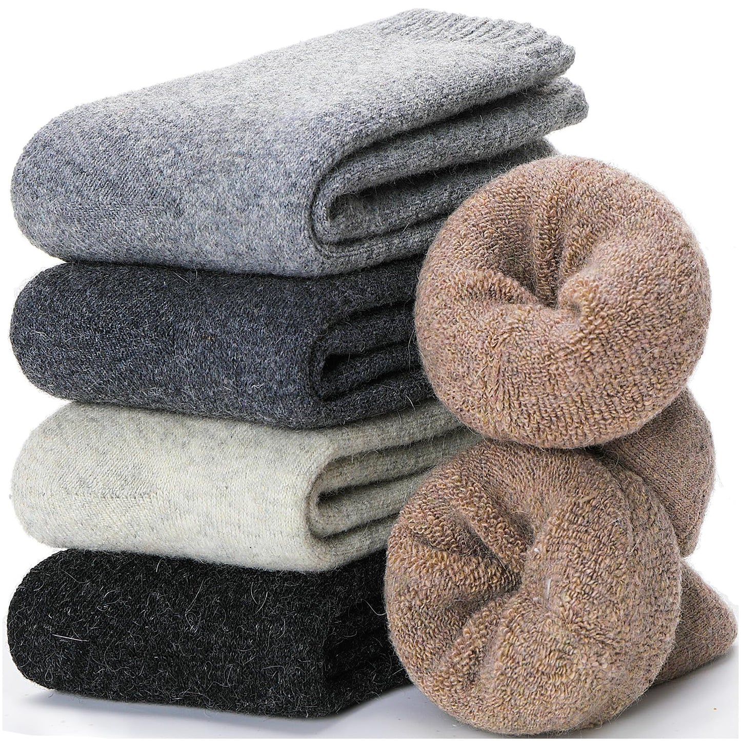 Womens Merino Wool Thermal Thick Warm Winter Walking Work Hiking Socks, 5 Pairs(Mix Colour)