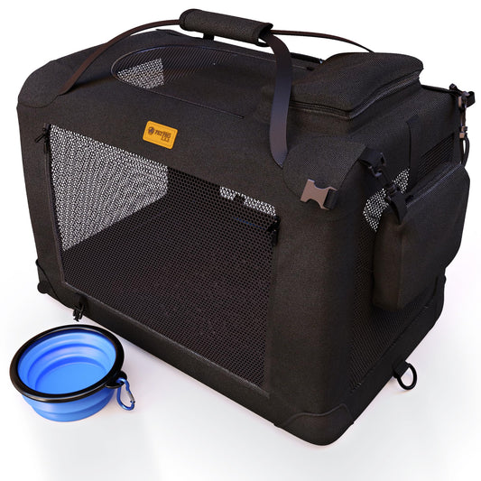 PETPROVED Dog Travel Crate Dog Carrier Cat Carrier Large Pet Carrier for Medium Dogs Puppy Carrier Soft Fabric Dog Car Crate Collapsible for Car