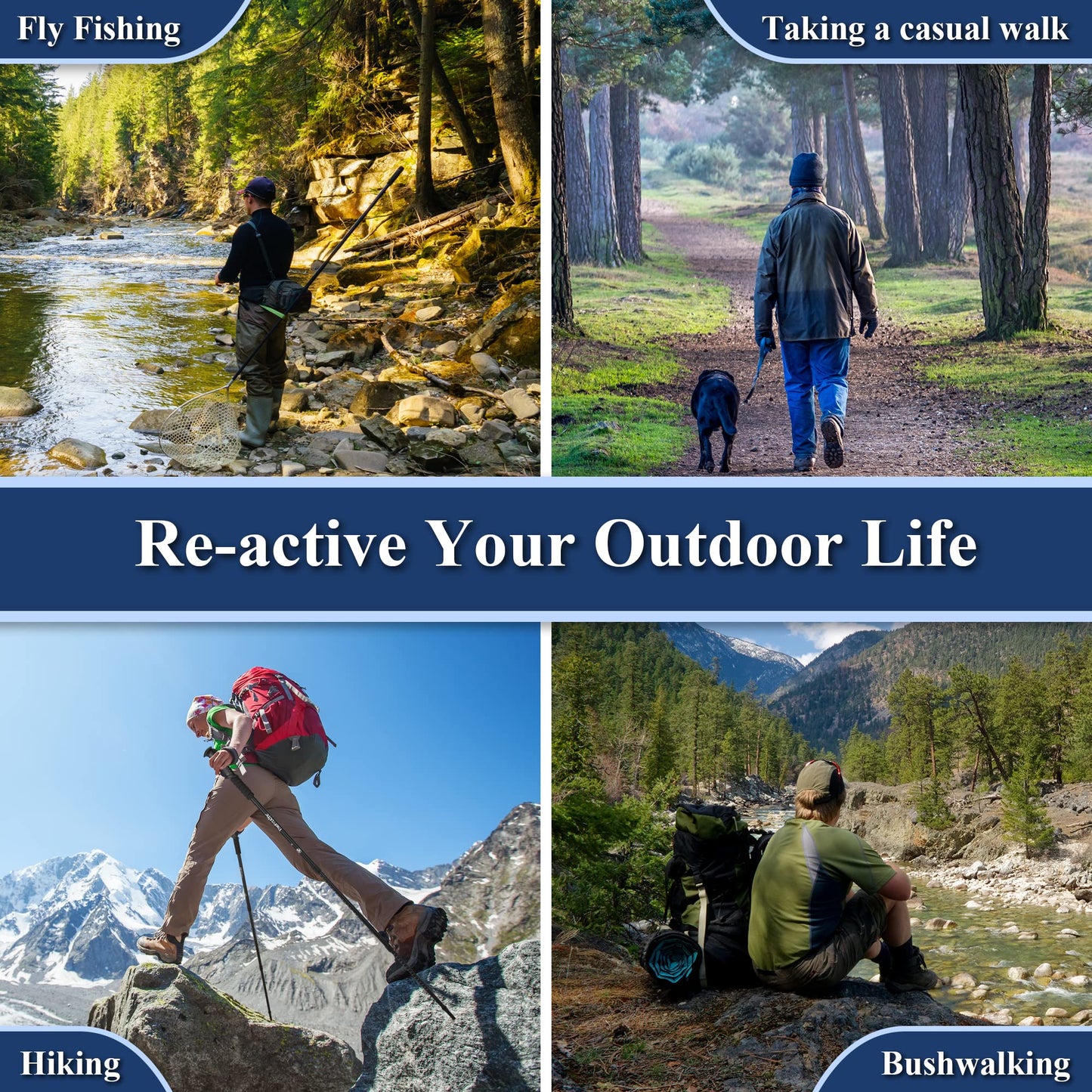 Hiking Walking Trekking Poles - 2 Pack With Antishock And Quick Lock System, Telescopic, Collapsible, Ultralight For Hiking, Camping